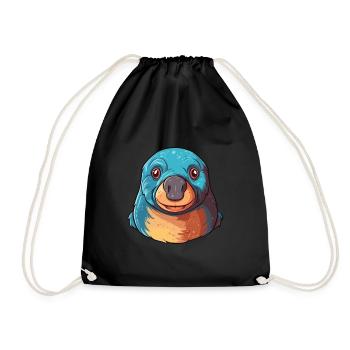 Mole Colorful Watercolor Cartoon Kawaii Animal - Drawstring Bag - black - Front