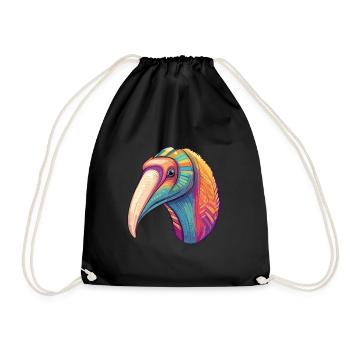 Anteater Colorful Watercolor Cartoon Kawaii Animal - Drawstring Bag - black - Front
