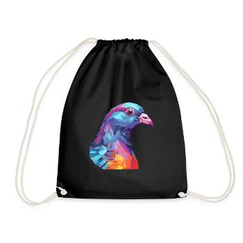 Taube buntes Aquarell Cartoon Kawaii Tier - Turnbeutel - Schwarz - Vorne