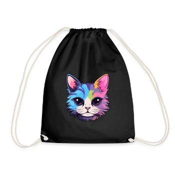 Chaton coloré aquarelle dessin animé kawaii animal - Sac de sport léger - noir - Devant