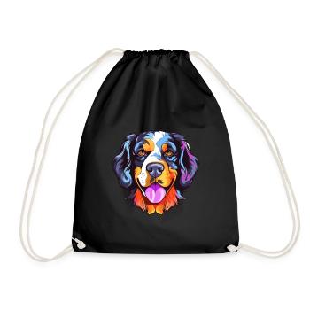Hund Buntes Aquarell Cartoon Kawaii Tier - Turnbeutel - Schwarz - Vorne