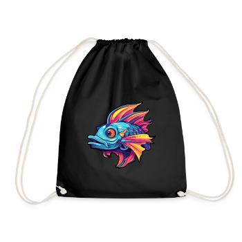Wels buntes Aquarell Karikatur Kawaii Tier - Turnbeutel - Schwarz - Vorne