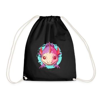 Axolotl Aquarelle Colorée Dessin Animé Kawaii Animal - Sac de sport léger - noir - Devant