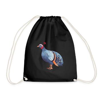 Pintade colorée aquarelle dessin animé Kawaii Ani - Sac de sport léger - noir - Devant