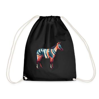 Okapi Colorful Watercolor Cartoon Kawaii Animal - Drawstring Bag - black - Front