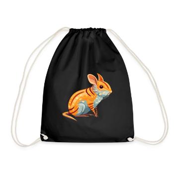Elephant Shrew Colorful Watercolor Cartoon Kawaii - Drawstring Bag - black - Front