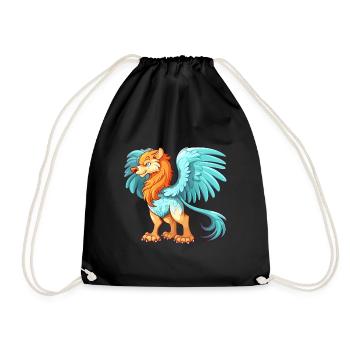 Griffon Aquarelle Colorée Dessin Animé Kawaii Animal - Sac de sport léger - noir - Devant
