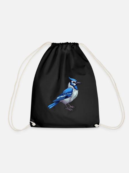 Blauer Eichelhäher Buntes Aquarell Cartoon Kawaii Tier - Turnbeutel - Schwarz