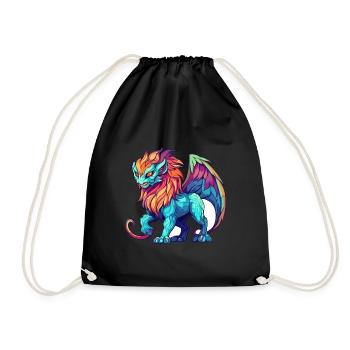 Manticore Bunte Aquarell-Karikatur Kawaii Anima - Turnbeutel - Schwarz - Vorne