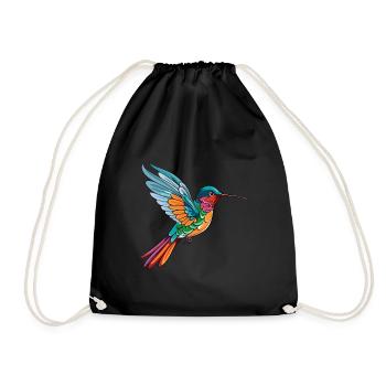 Colibri Aquarelle Colorée Dessin Animé Kawaii Ani - Sac de sport léger - noir - Devant