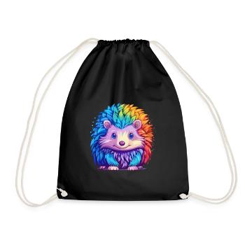Igel Buntes Aquarell Cartoon Kawaii Tier - Turnbeutel - Schwarz - Vorne