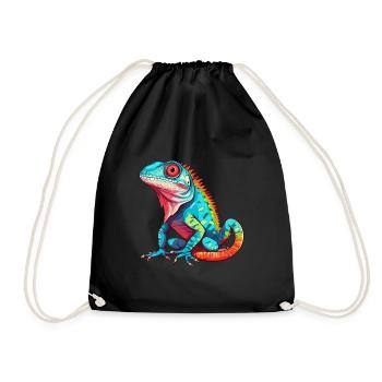 Lézard Aquarelle Colorée Dessin Animé Kawaii Animal - Sac de sport léger - noir - Devant