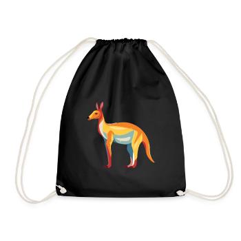 Kangaroo Colorful Watercolor Cartoon Kawaii Animal - Drawstring Bag - black - Front
