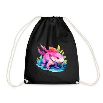Axolotl Aquarelle Colorée Dessin Animé Kawaii Animal - Sac de sport léger - noir - Devant