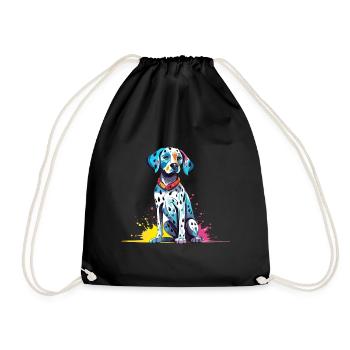 Dalmatinischer Hund Bunte Aquarell-Karikatur Kawaii A - Turnbeutel - Schwarz - Vorne