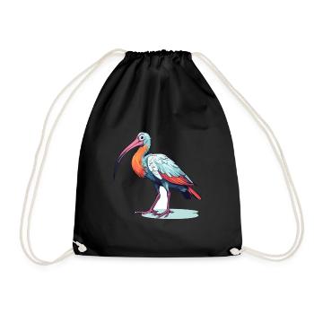 Ibis Colorful Watercolor Cartoon Kawaii Animal - Drawstring Bag - black - Front