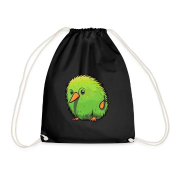 Kiwi Haustier Buntes Aquarell Cartoon Kawaii Tier - Turnbeutel - Schwarz - Vorne