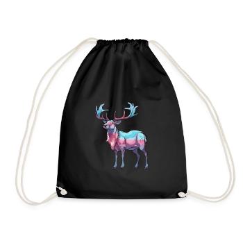 Karibu buntes Aquarell Cartoon Kawaii Tier - Turnbeutel - Schwarz - Vorne