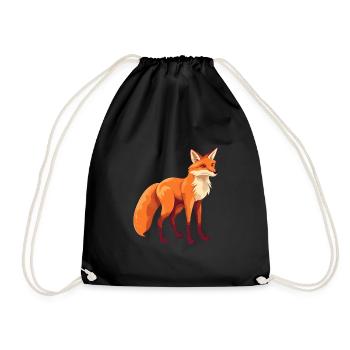 Fox Colorful Watercolor Cartoon Kawaii Animal - Drawstring Bag - black - Front