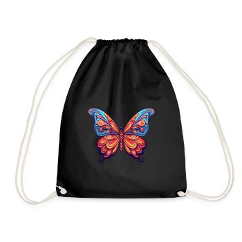 Schmetterling Bunte Aquarell-Karikatur Kawaii Anima - Turnbeutel - Schwarz - Vorne