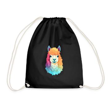 Alpaga Aquarelle Colorée Dessin Animé Kawaii Animal - Sac de sport léger - noir - Devant