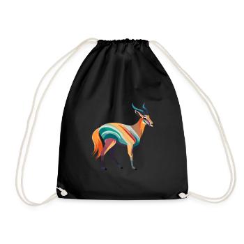 Antilope Aquarelle Colorée Dessin Animé Kawaii Animal - Sac de sport léger - noir - Devant