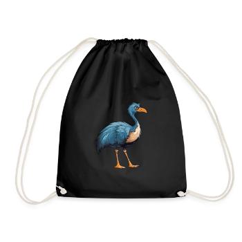 Ostrich Colorful Watercolor Cartoon Kawaii Animal - Drawstring Bag - black - Front