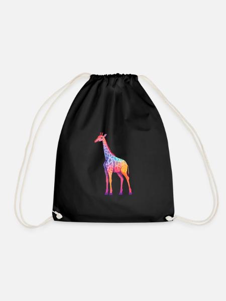 Giraffe buntes Aquarell Cartoon Kawaii Tier - Turnbeutel - Schwarz