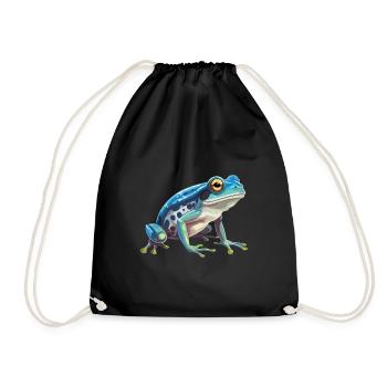 Frosch buntes Aquarell Cartoon Kawaii Tier - Turnbeutel - Schwarz - Vorne