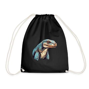 Komodowaran Bunte Aquarell-Karikatur Kawaii A - Turnbeutel - Schwarz - Vorne