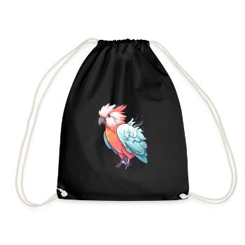 Kakadu Buntes Aquarell Cartoon Kawaii Tier - Turnbeutel - Schwarz - Vorne