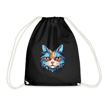 Katze buntes Aquarell Cartoon Kawaii Tier - Turnbeutel - Schwarz - Vorne