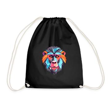 Babouin Aquarelle Colorée Dessin Animé Kawaii Animal - Sac de sport léger - noir - Devant