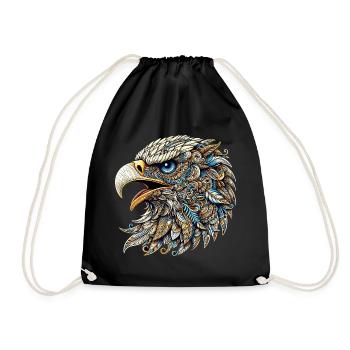 Eagle decorated with Mandalas - Drawstring Bag - black - Front