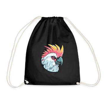 Kakadu Buntes Aquarell Cartoon Kawaii Tier - Turnbeutel - Schwarz - Vorne