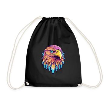 Adler Buntes Aquarell Cartoon Kawaii Tier - Turnbeutel - Schwarz - Vorne