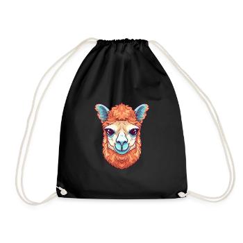 Alpaga Aquarelle Colorée Dessin Animé Kawaii Animal - Sac de sport léger - noir - Devant