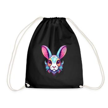 Hase buntes Aquarell Cartoon Kawaii Tier - Turnbeutel - Schwarz - Vorne