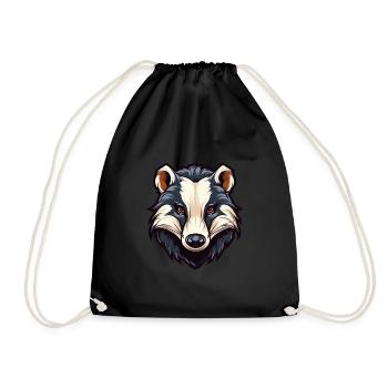 Blaireau Aquarelle Colorée Dessin Animé Kawaii Animal - Sac de sport léger - noir - Devant