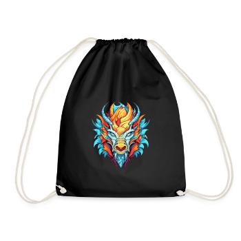 Dragon Aquarelle Colorée Dessin Animé Kawaii Animal - Sac de sport léger - noir - Devant