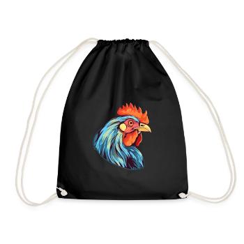 Poule Aquarelle Colorée Dessin Animé Kawaii Animal - Sac de sport léger - noir - Devant