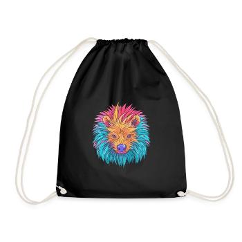 Stachelschwein Bunte Aquarell-Karikatur Kawaii Anima - Turnbeutel - Schwarz - Vorne
