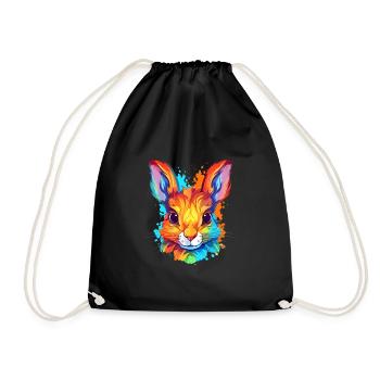 Eichhörnchen buntes Aquarell Cartoon Kawaii Tier - Turnbeutel - Schwarz - Vorne