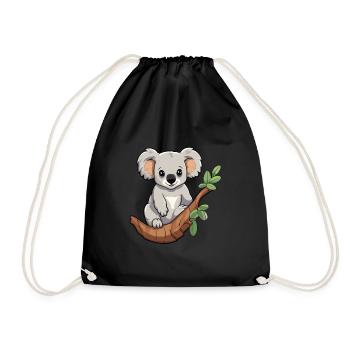 Koala Cute Cartoon Kawaii Watercolor Animal Pet - Drawstring Bag - black - Front