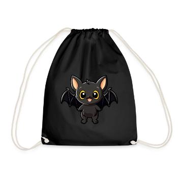 Fledermaus niedliche Karikatur Kawaii Aquarell Tier Haustier - Turnbeutel - Schwarz - Vorne
