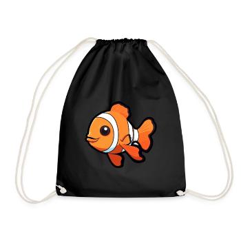 Poisson-clown mignon dessin animé kawaii aquarelle Animal Pe - Sac de sport léger - noir - Devant