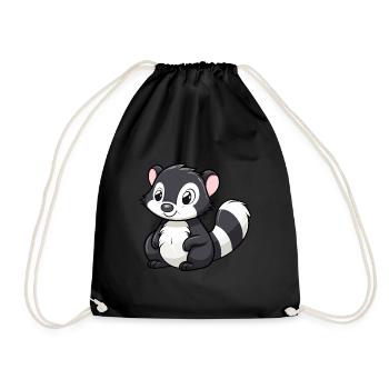 Skunk Mignon Dessin Animé Kawaii Aquarelle Animal De Compagnie - Sac de sport léger - noir - Devant