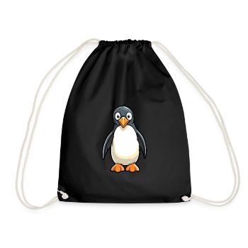 Pinguin Niedliche Karikatur Kawaii Aquarell Tier Haustier - Turnbeutel - Schwarz - Vorne