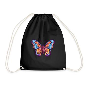 Schmetterling Niedliche Karikatur Kawaii Aquarell Tier Pe - Turnbeutel - Schwarz - Vorne
