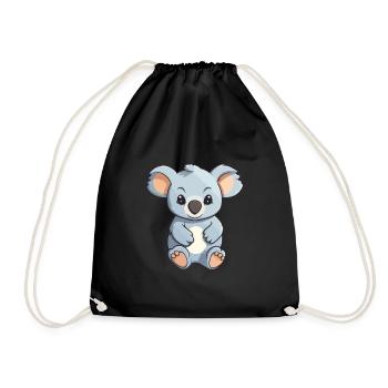 Koala Cute Cartoon Kawaii Watercolor Animal Pet - Drawstring Bag - black - Front